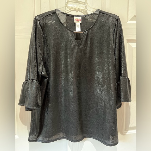 Ruby Rd. Favorites Womens 3X Black Shinny Snake Skin Pattern - Semi Sheer - Picture 1 of 8